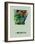 Arkansas Color Splatter Map-NaxArt-Framed Art Print