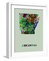 Arkansas Color Splatter Map-NaxArt-Framed Art Print