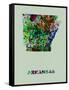 Arkansas Color Splatter Map-NaxArt-Framed Stretched Canvas
