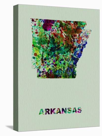 Arkansas Color Splatter Map-NaxArt-Stretched Canvas