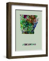 Arkansas Color Splatter Map-NaxArt-Framed Art Print