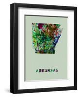 Arkansas Color Splatter Map-NaxArt-Framed Art Print