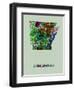 Arkansas Color Splatter Map-NaxArt-Framed Art Print