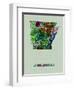 Arkansas Color Splatter Map-NaxArt-Framed Art Print