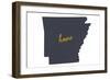 Arkansas - Home State- Gray on White-Lantern Press-Framed Art Print