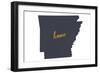 Arkansas - Home State- Gray on White-Lantern Press-Framed Art Print