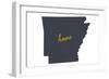 Arkansas - Home State- Gray on White-Lantern Press-Framed Art Print