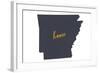 Arkansas - Home State- Gray on White-Lantern Press-Framed Art Print