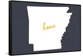 Arkansas - Home State- White on Gray-Lantern Press-Framed Stretched Canvas