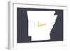 Arkansas - Home State- White on Gray-Lantern Press-Framed Art Print
