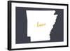 Arkansas - Home State- White on Gray-Lantern Press-Framed Art Print