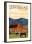 Arkansas - Horses and Barn-Lantern Press-Framed Art Print