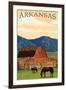 Arkansas - Horses and Barn-Lantern Press-Framed Art Print