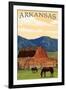 Arkansas - Horses and Barn-Lantern Press-Framed Art Print