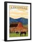 Arkansas - Horses and Barn-Lantern Press-Framed Art Print