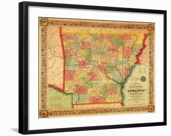 Arkansas - Panoramic Map-Lantern Press-Framed Art Print