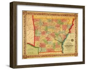 Arkansas - Panoramic Map-Lantern Press-Framed Art Print