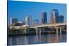 Arkansas River and skyline in Little Rock, Arkansas-null-Stretched Canvas
