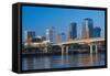 Arkansas River and skyline in Little Rock, Arkansas-null-Framed Stretched Canvas