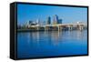 Arkansas River and skyline in Little Rock, Arkansas-null-Framed Stretched Canvas