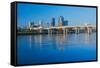 Arkansas River and skyline in Little Rock, Arkansas-null-Framed Stretched Canvas