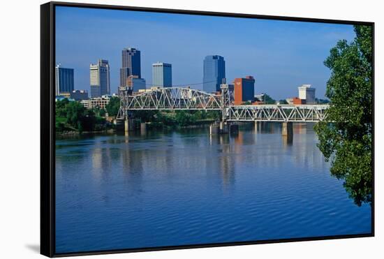 Arkansas River view from North Little Rock, Little Rock, Arkansas-null-Framed Stretched Canvas