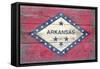 Arkansas State Flag - Barnwood Painting-Lantern Press-Framed Stretched Canvas