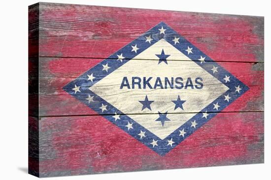 Arkansas State Flag - Barnwood Painting-Lantern Press-Stretched Canvas