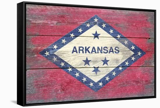 Arkansas State Flag - Barnwood Painting-Lantern Press-Framed Stretched Canvas