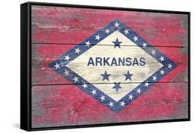 Arkansas State Flag - Barnwood Painting-Lantern Press-Framed Stretched Canvas