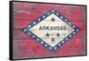 Arkansas State Flag - Barnwood Painting-Lantern Press-Framed Stretched Canvas