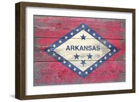 Arkansas State Flag - Barnwood Painting-Lantern Press-Framed Art Print