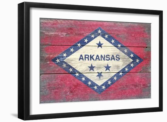 Arkansas State Flag - Barnwood Painting-Lantern Press-Framed Art Print