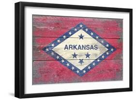 Arkansas State Flag - Barnwood Painting-Lantern Press-Framed Art Print