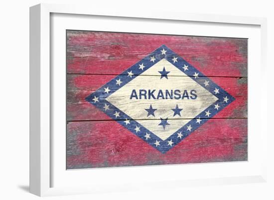 Arkansas State Flag - Barnwood Painting-Lantern Press-Framed Art Print