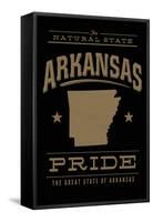 Arkansas State Pride - Gold on Black-Lantern Press-Framed Stretched Canvas