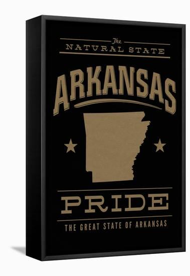 Arkansas State Pride - Gold on Black-Lantern Press-Framed Stretched Canvas