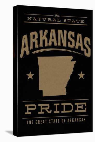 Arkansas State Pride - Gold on Black-Lantern Press-Stretched Canvas