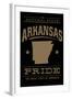 Arkansas State Pride - Gold on Black-Lantern Press-Framed Art Print