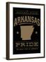 Arkansas State Pride - Gold on Black-Lantern Press-Framed Art Print