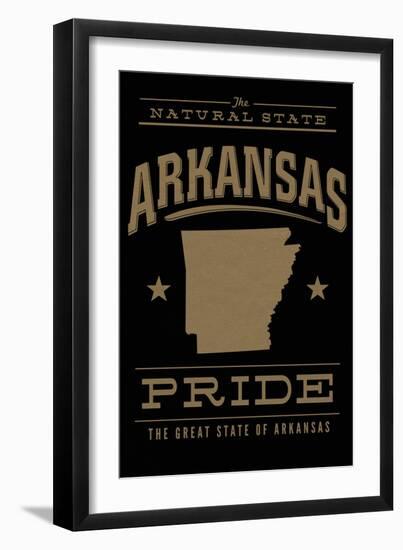 Arkansas State Pride - Gold on Black-Lantern Press-Framed Art Print