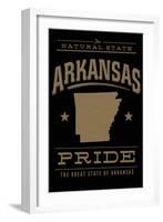 Arkansas State Pride - Gold on Black-Lantern Press-Framed Art Print