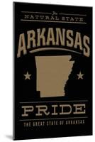 Arkansas State Pride - Gold on Black-Lantern Press-Mounted Art Print
