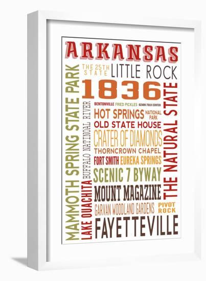 Arkansas - Typography-Lantern Press-Framed Art Print