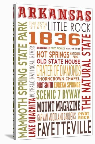 Arkansas - Typography-Lantern Press-Stretched Canvas