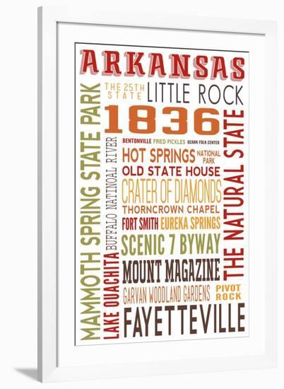 Arkansas - Typography-Lantern Press-Framed Art Print