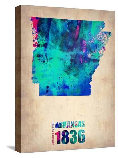 Arkansas Watercolor Map-NaxArt-Stretched Canvas