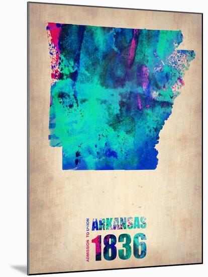 Arkansas Watercolor Map-NaxArt-Mounted Art Print