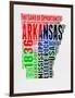 Arkansas Watercolor Word Cloud-NaxArt-Framed Art Print