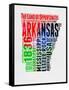 Arkansas Watercolor Word Cloud-NaxArt-Framed Stretched Canvas